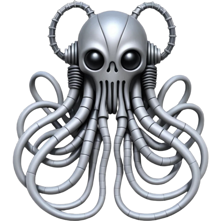 tangled black cables creating a dark biomechanical creature, Giger style emoji