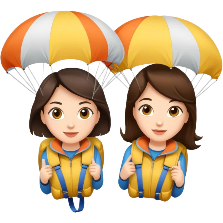 Two brunette girls with parachutes emoji