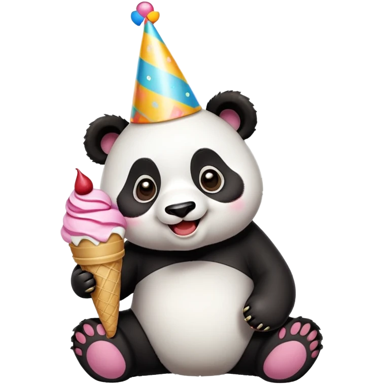 Panda eating ice cream birthday emoji