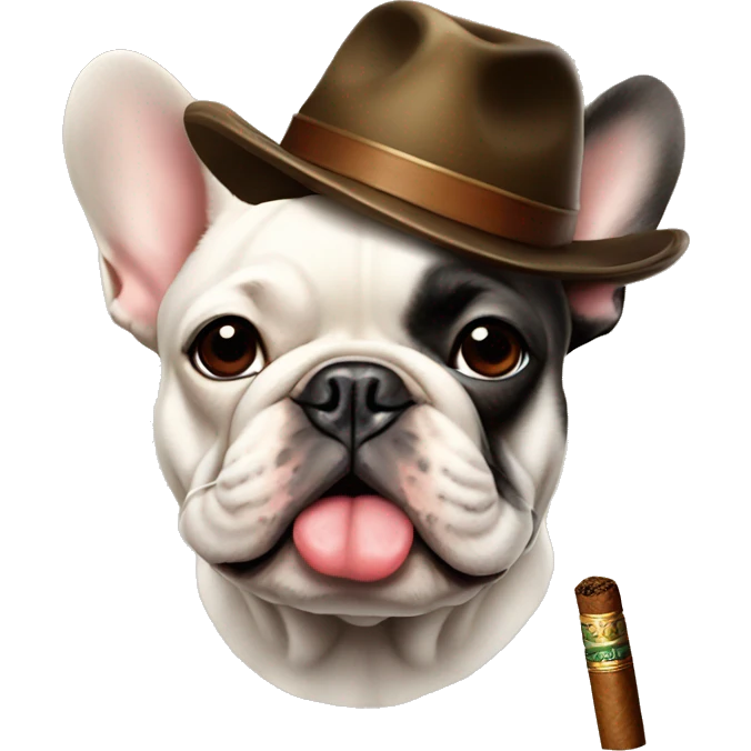 French bulldog with a hat and a cigar  emoji