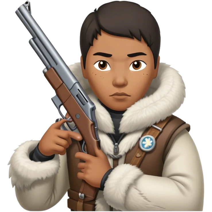 Inuit with a gun emoji