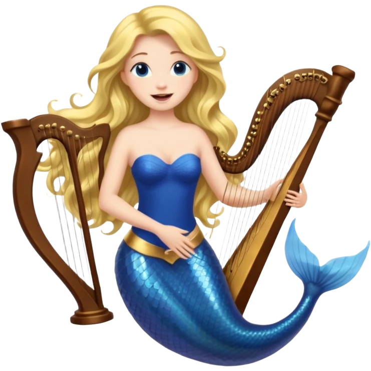 Singing Mermaid – Holding harp emoji