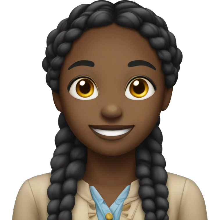 Black Girl with braids and  two hands on her chin, smiling emoji