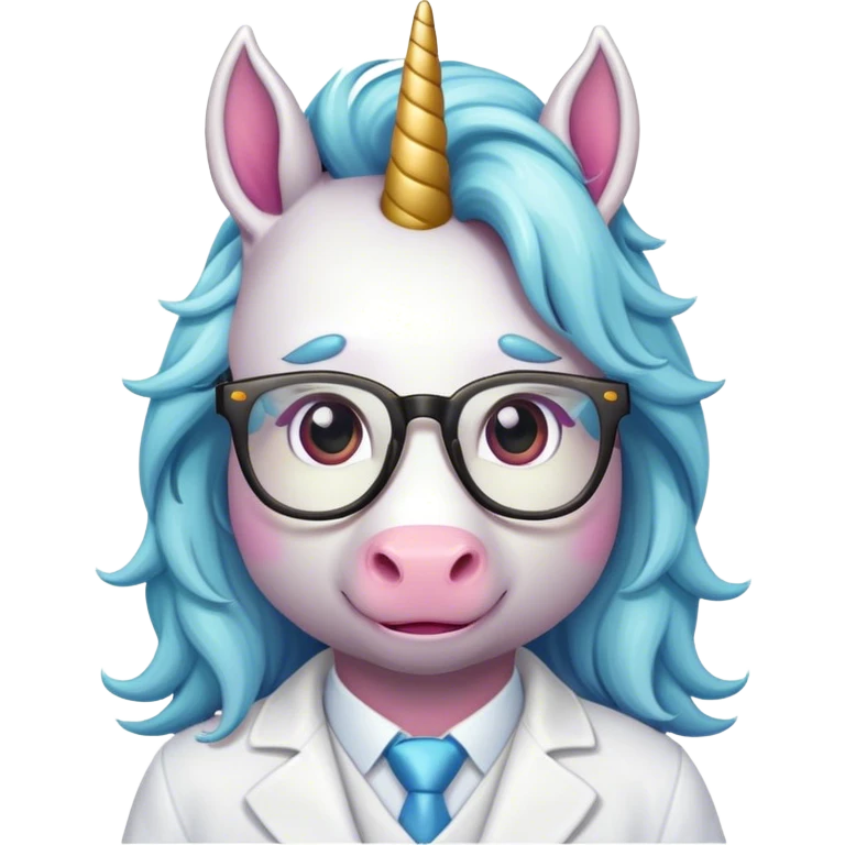 unicorn with majestic hair wearing glases emoji