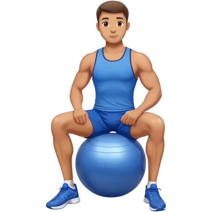 fit man with blue shorts stability ball exercises emoji
