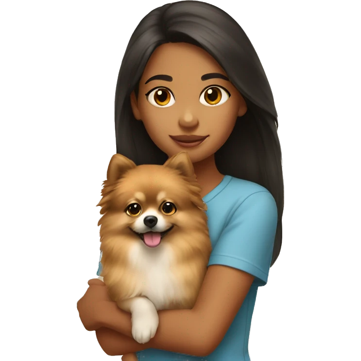 Young Latina girl with Pomeranian emoji