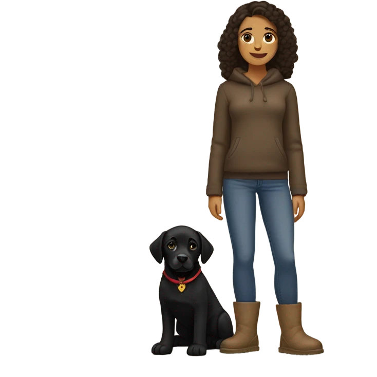 spanish brunette with Uggs and a pup black labrador emoji