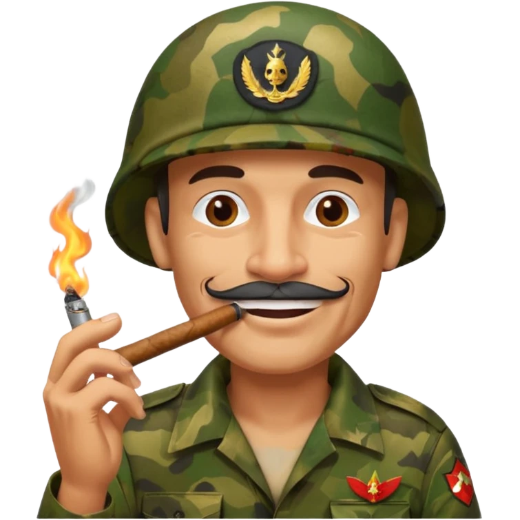 old school jungle commando smoking a cigar with a grin emoji