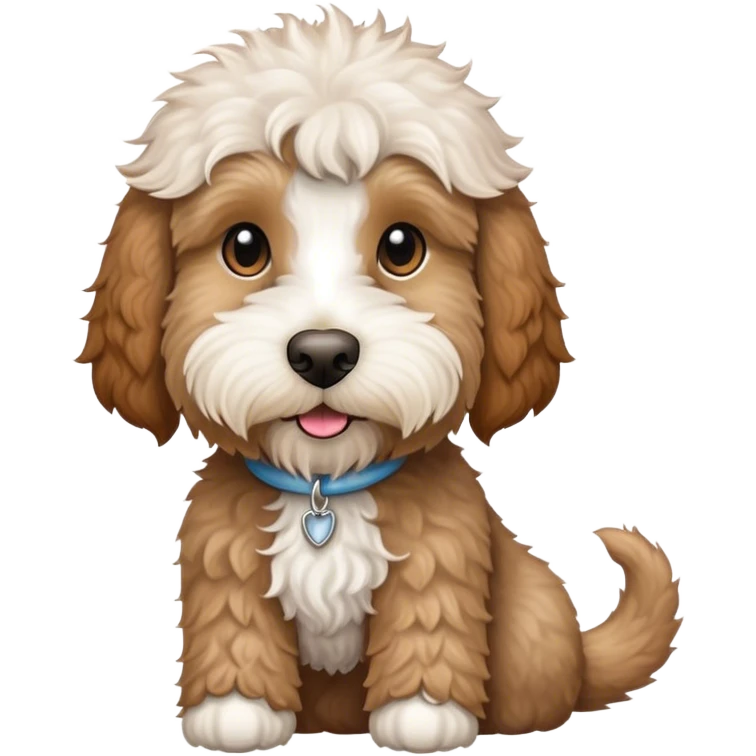 australian labradoodle dog, light brown with the top of her head, neck, and the tip of her tail white emoji
