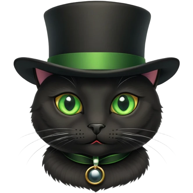 Черный кот в цилиндре и монокле emoji