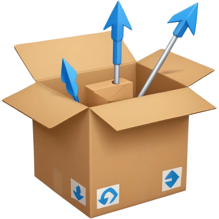 package box with arrows circling around it emoji