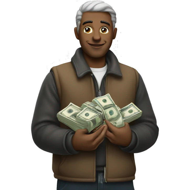 Man full of money in his hands. emoji