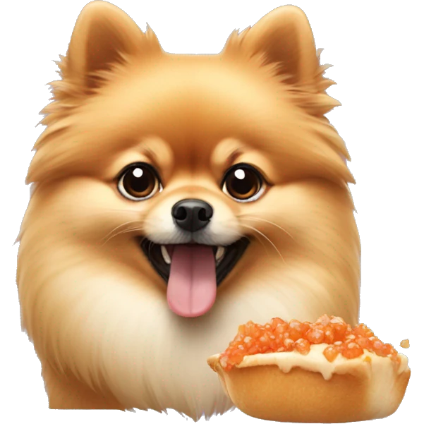 Pomeranian eating emoji