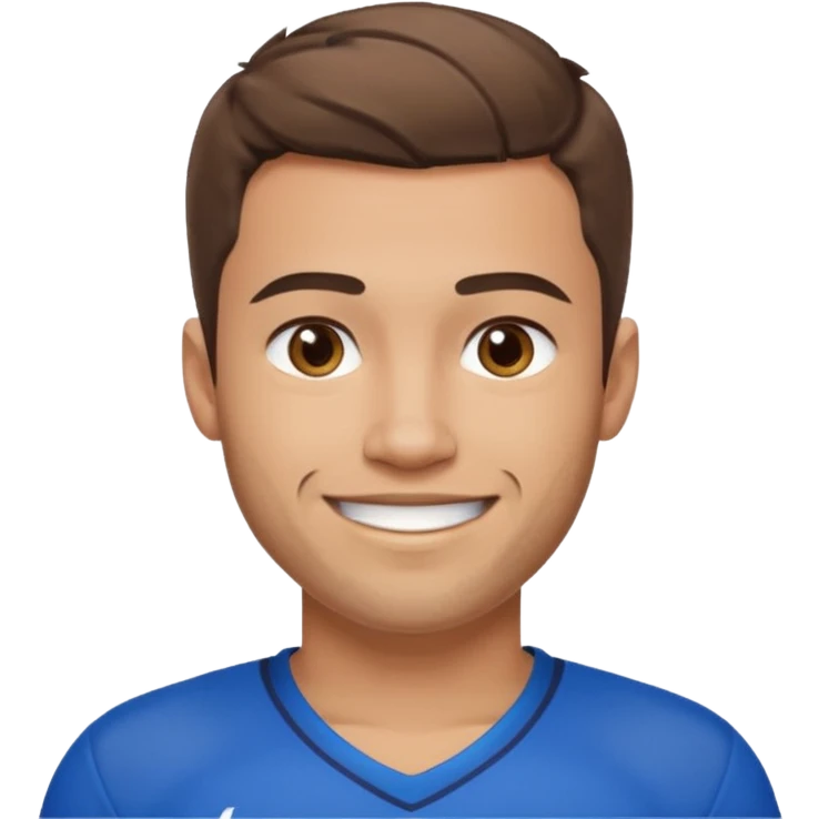 ["Light-skinned male, short brown hair, wearing a blue Warriors jersey."] emoji
