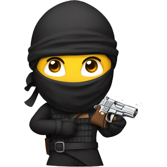 Ninja holdig a pistol emoji