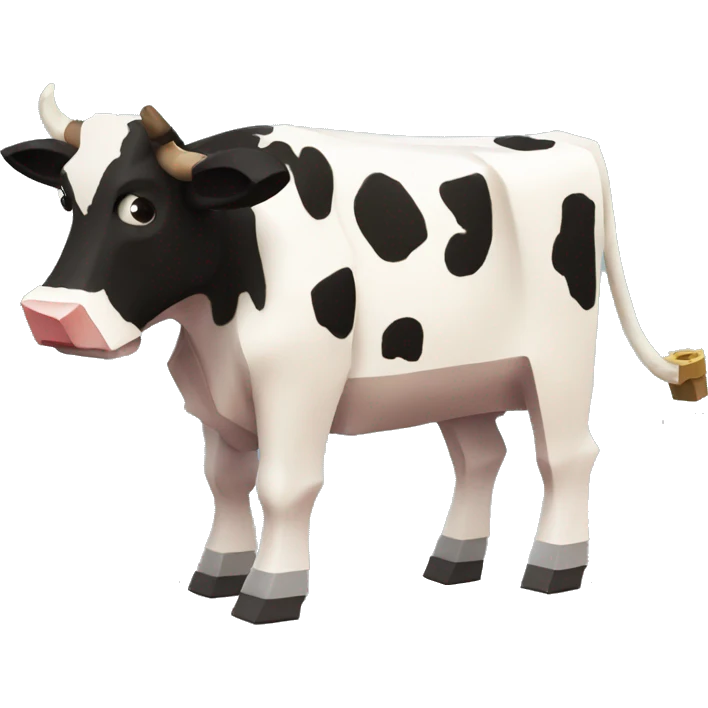 Minecraft cow with a gun and a  emoji
