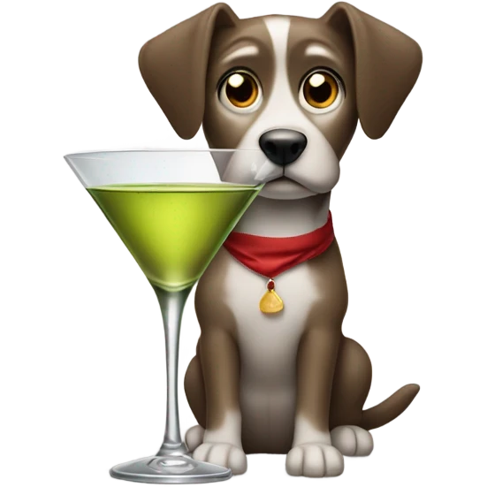 A dog drinking a martini emoji