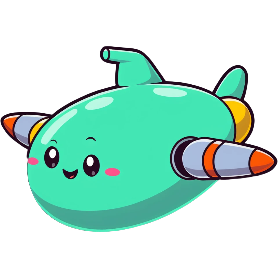 Cartoon spaceship with a bulging round middle section resembling a pregnant belly, cute face on the front emoji