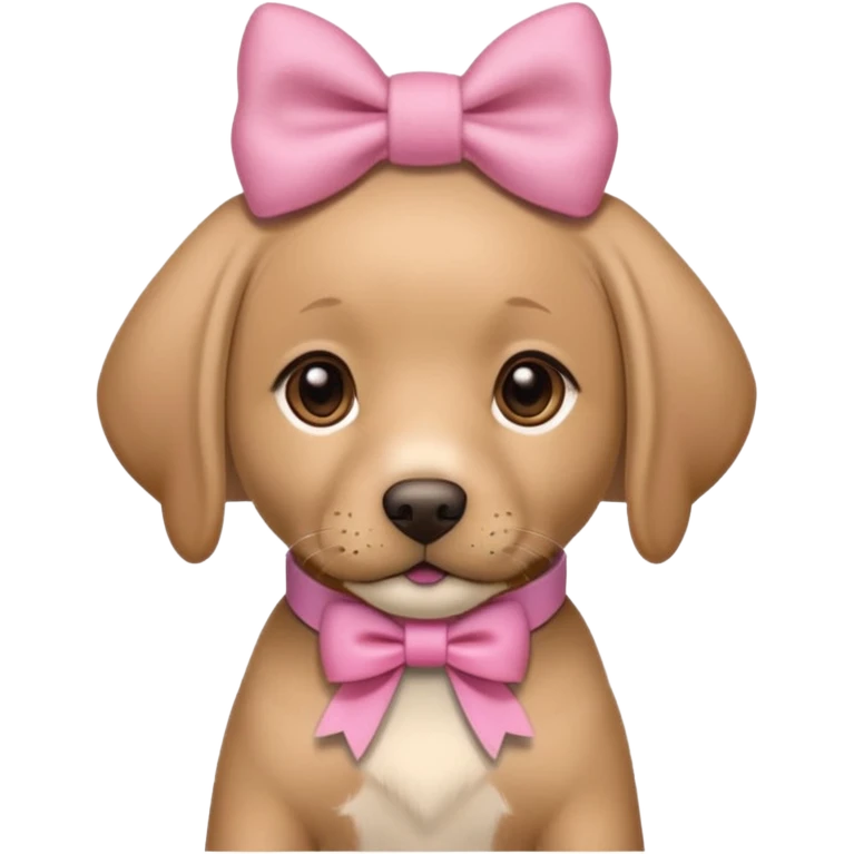 Labrador puppy wearing a pink bow on its head and collar  emoji
