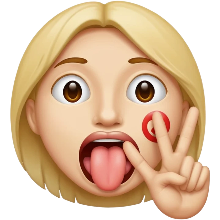 Tongue in between peace sign  emoji