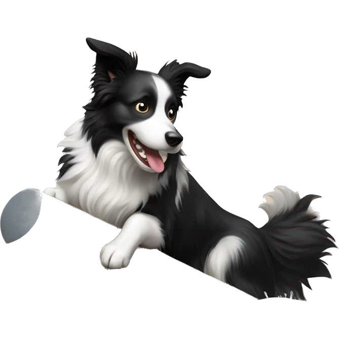 Border collie jumping over anvil emoji