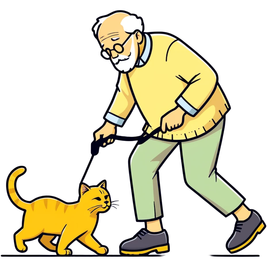 old blind man stepping on golden cat emoji