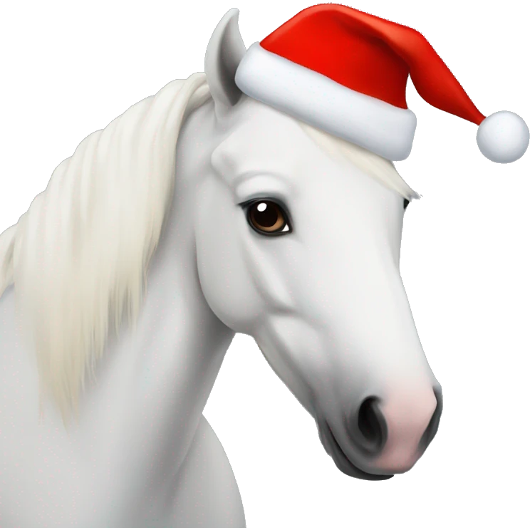 White female Horse with an christmas  hat emoji