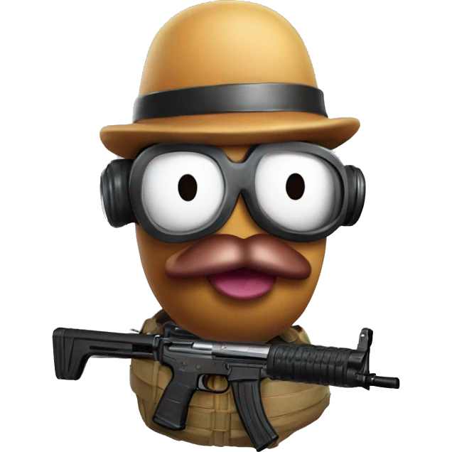 mr potato head with level 3 pubg helmet and guns emoji