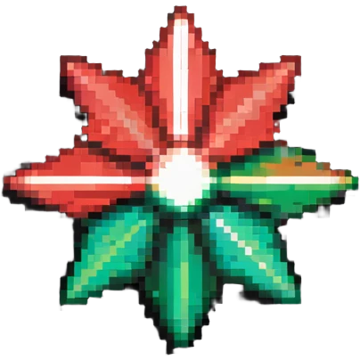 Star-shaped members badge with green to red gradient rays emanating from center emoji