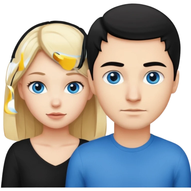 Pretty blonde girl with blue eyes bent over and guy with black hair standing behind her emoji