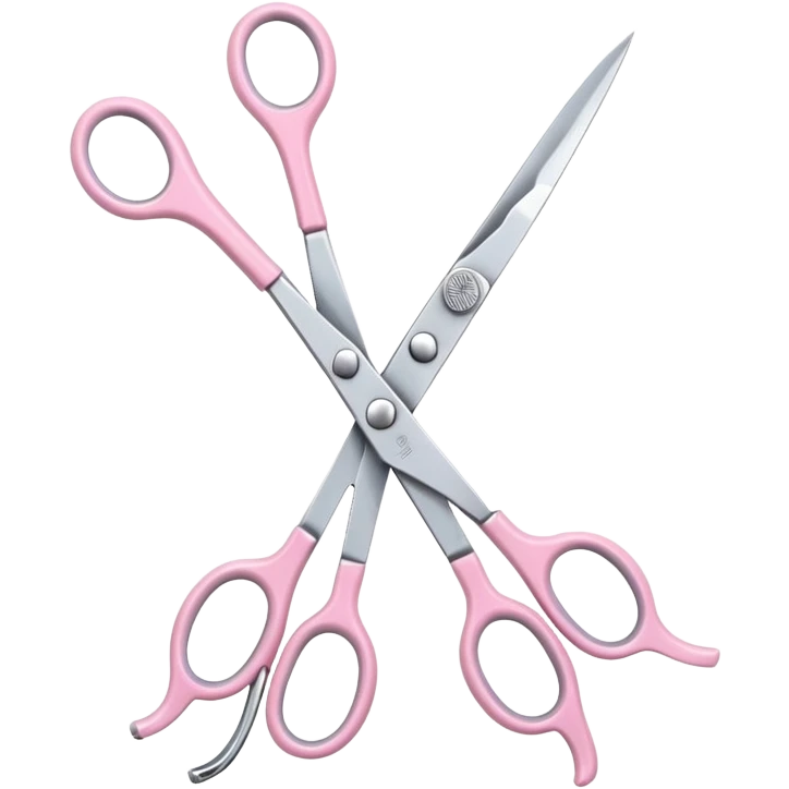 open hairdressing scissors pastel pink handles emoji