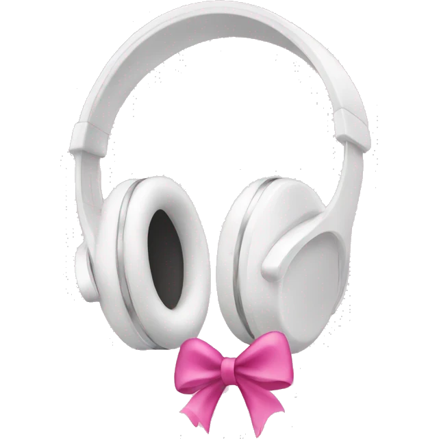 White headphones with pink bows on them emoji