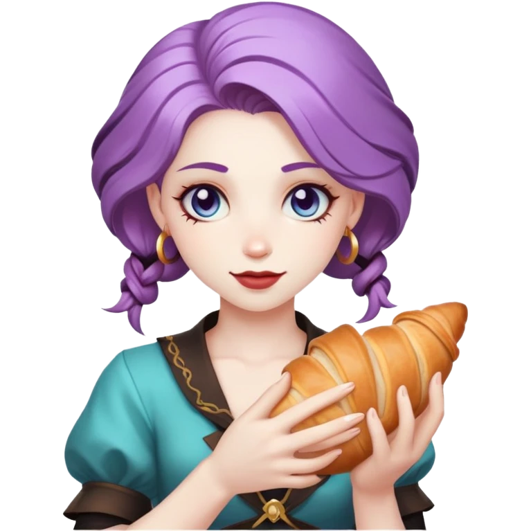 Jinx from arcane holding a croissant  emoji