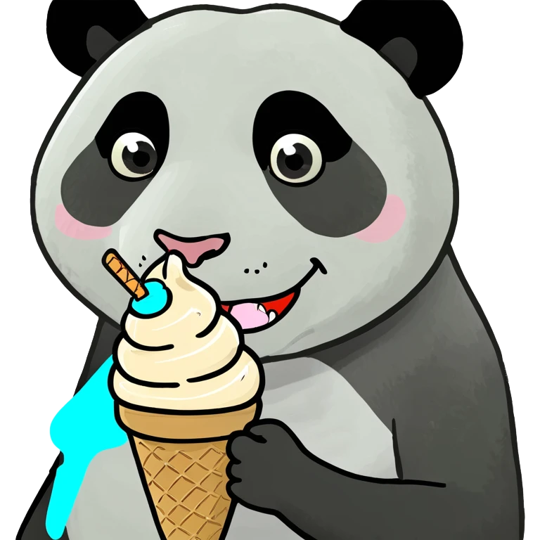 Panda eating ice cream emoji