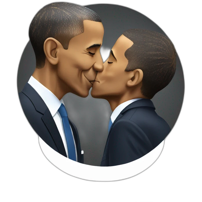 Barack Obama kissing emmanuel Macron emoji