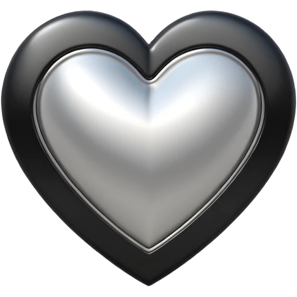 Minimalistic heart emoji, geometric metallic black and white, smooth curves, reflective edges, flat futuristic style
 emoji