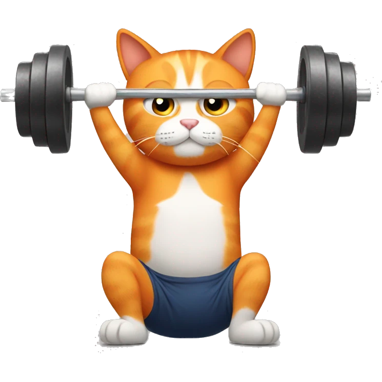 Orange cat lifting weights emoji
