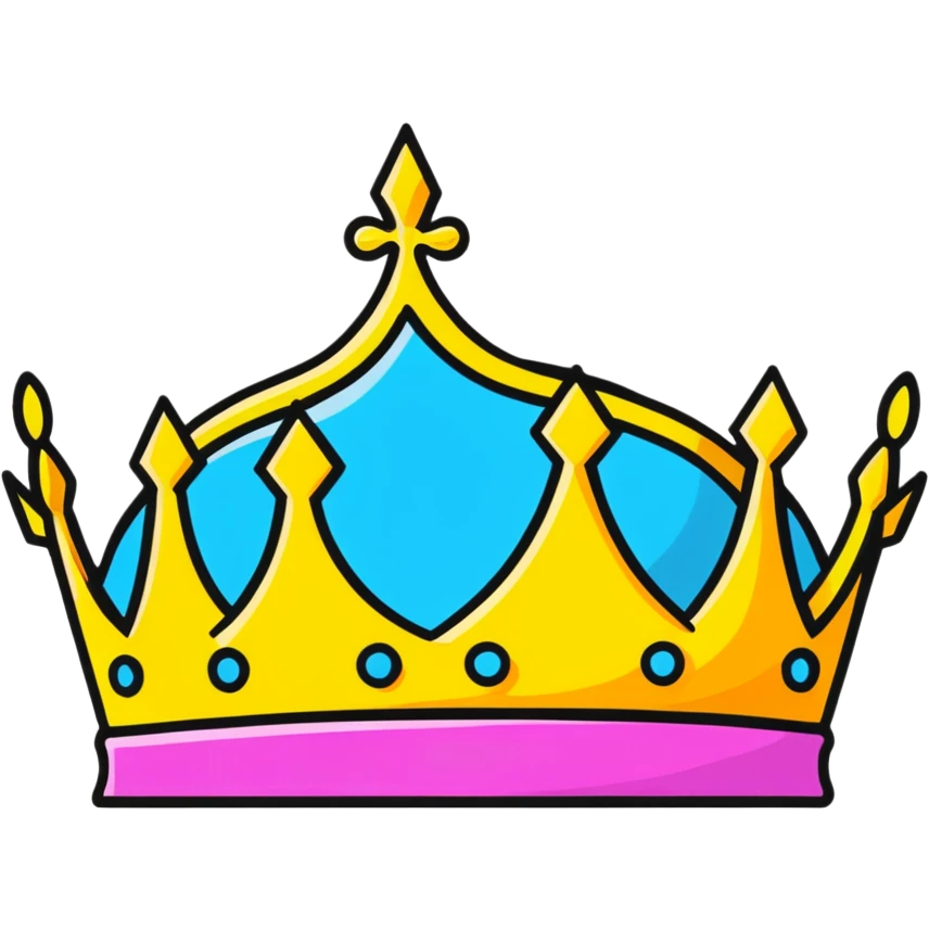cartoon sticker style crown with bright colors emoji