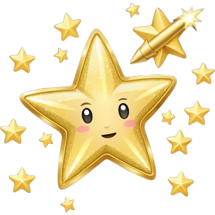shooting star gold colored glitter  emoji