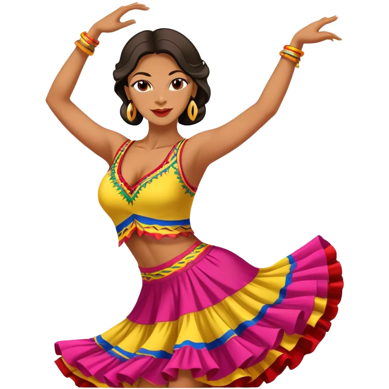 Colombian salsa dancer in colorful dress, dancing with passionate movement, traditional Colombian style emoji