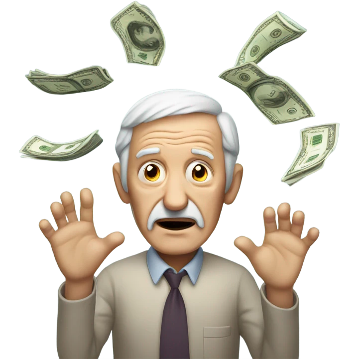greedy old man seeing money in his both hands emoji