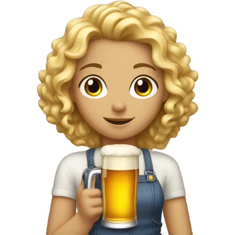 blonde curly girl drinking beer emoji