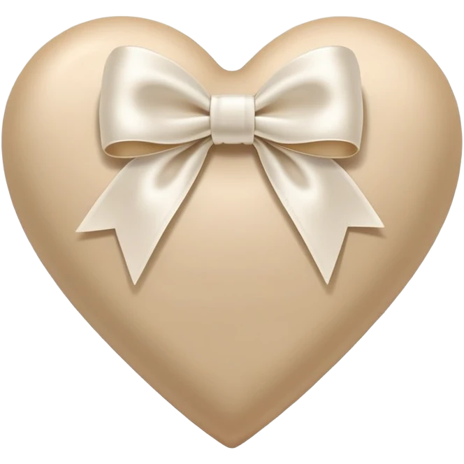 beige heart with white bow emoji