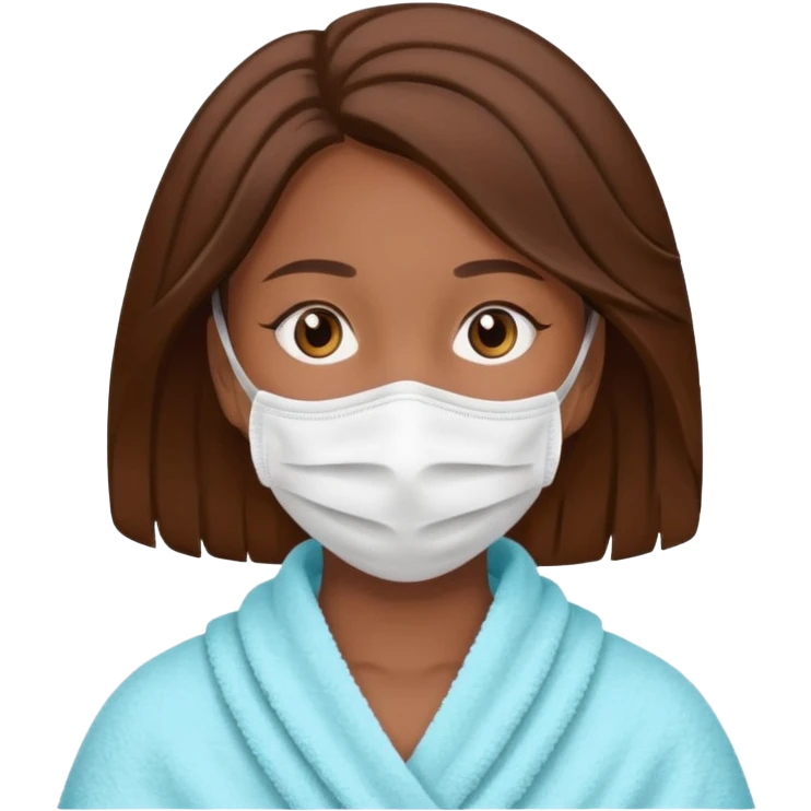 Muchacha castaña con mascarilla y toalla emoji