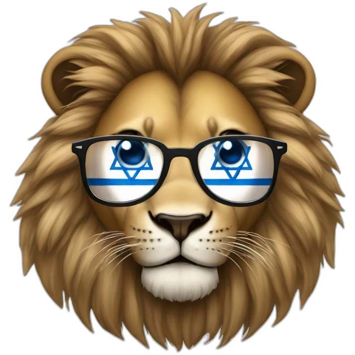 A lion with glasses with the flag of Israel emoji