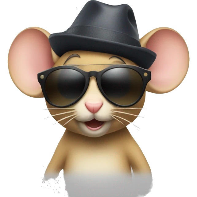 A mouse with sunglasses partying emoji
