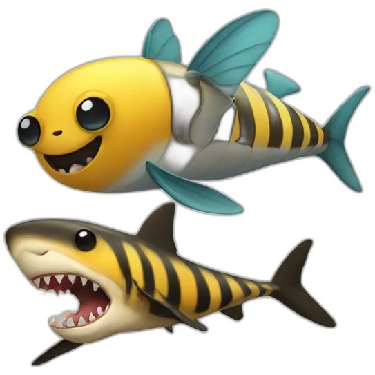 Bee with shark emoji