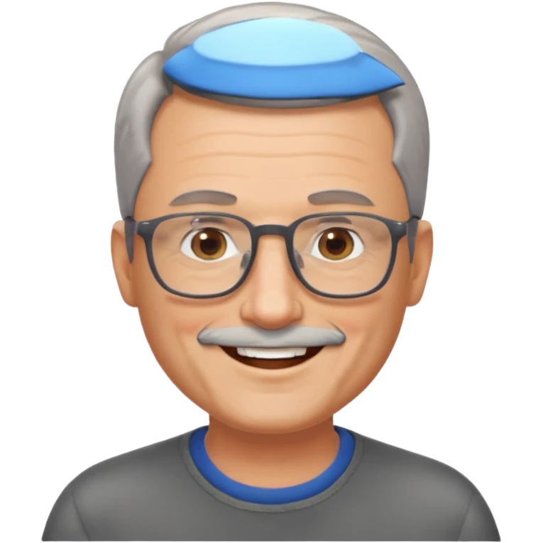 54 year old man, short shaved grey hair, full short, shaved beard stubble, glasses emoji