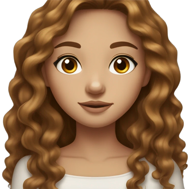 Beautiful brunette girl with freckles, long wavy hair, nose stud, light brown eyes and lashes, Italian emoji