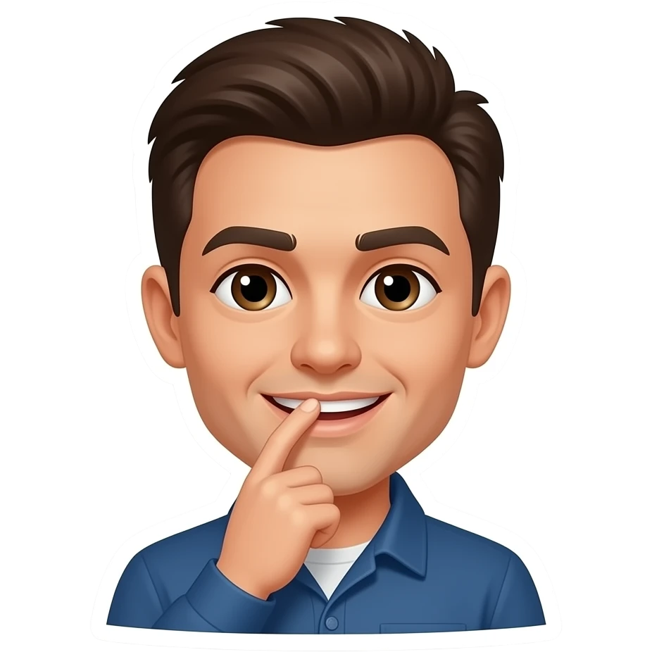 Stiker de una persona que tiene el dedo en la boca emoji